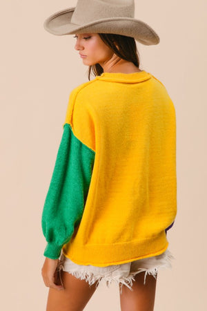 PATCH POCKET COLOR BLOCK SWEATER - LondonEE & Co. 