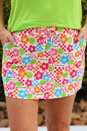 CHECK THE TROPICS SKORT - LondonEE & Co. 