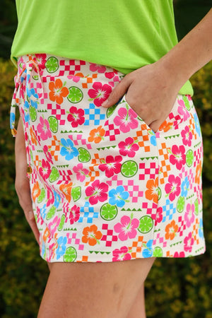 CHECK THE TROPICS SKORT - LondonEE & Co. 