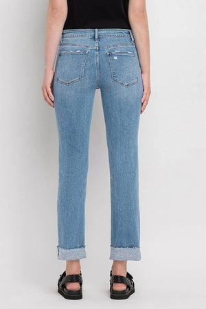 FLYING MONKEY MID RISE CUFFED JEANS - LondonEE & Co. 