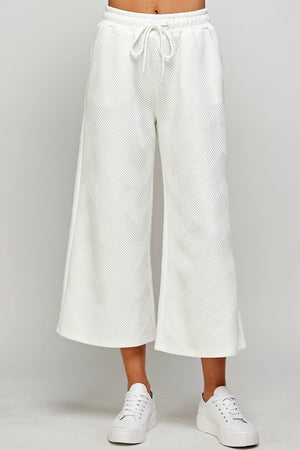 TEXTURED CROPPED WIDE PANTS