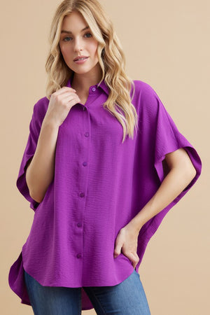 SOLID BUTTON UP TOP