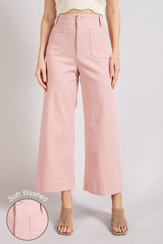 SOFT WASH WIDE LEG PANTS