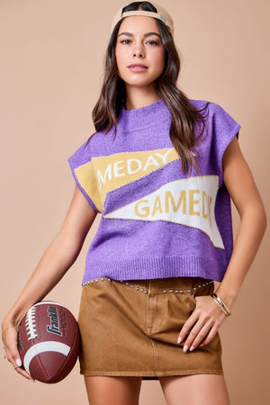 GAME DAY MOCK NECK SWEATER VEST