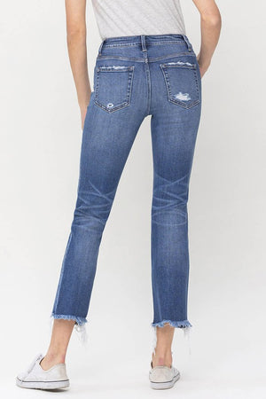 LIPPIE MID RISE CROP STRAIGHT JEANS