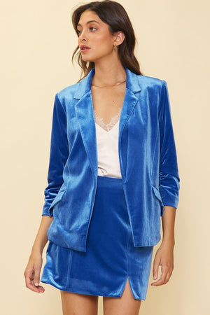 VELVET BLAZER WITH BUNCHED SLEEVES