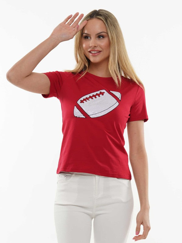 THROW THE BALL SEQUIN FOOTBALL TOP