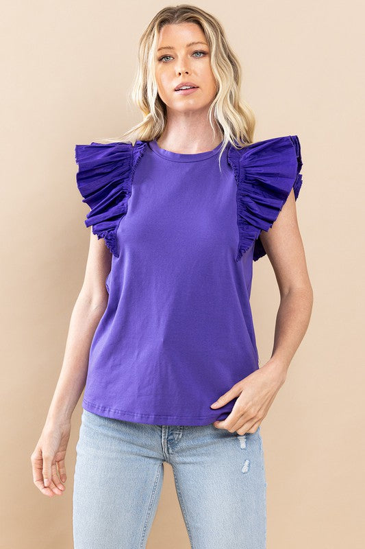 RUFFLE SLEEVE TOP