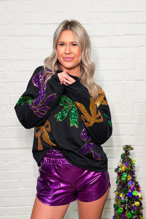MARDI GRAS SEQUIN BOW TOP
