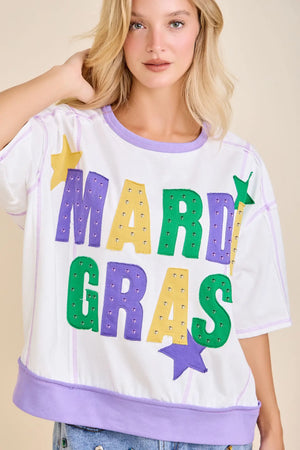 MARDI GRAS RHINESTONE TOP - LondonEE & Co. 