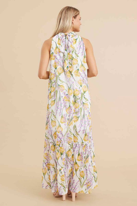 CHIFFON FLORAL MAXI DRESS