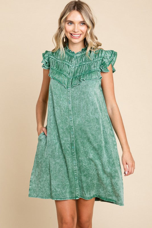 WASHED FRILLED LAYER DRESS