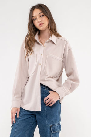RIB KNIT BUTTON UP TOP