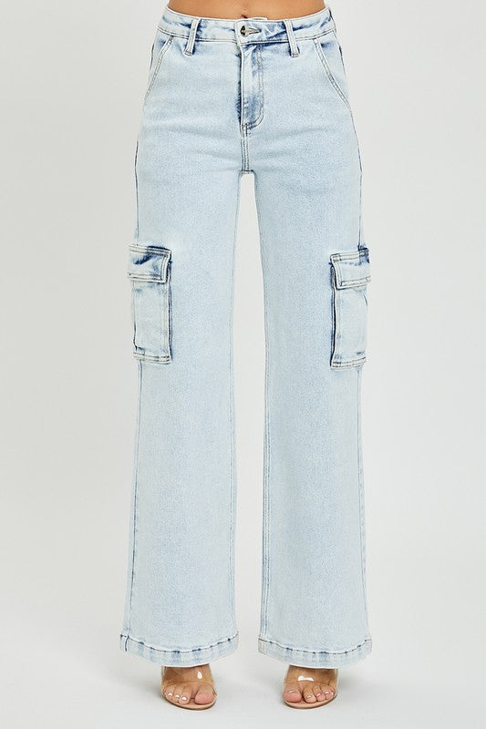 HIGH RISE WIDE LEG CARGO JEANS