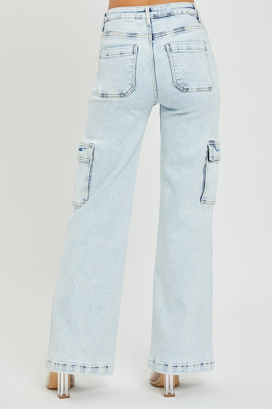 HIGH RISE WIDE LEG CARGO JEANS