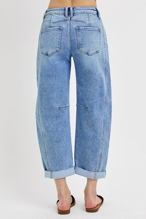 HIGH RISE CROP BARREL JEANS