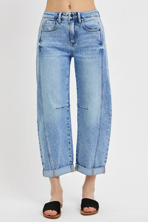 HIGH RISE CROP BARREL JEANS