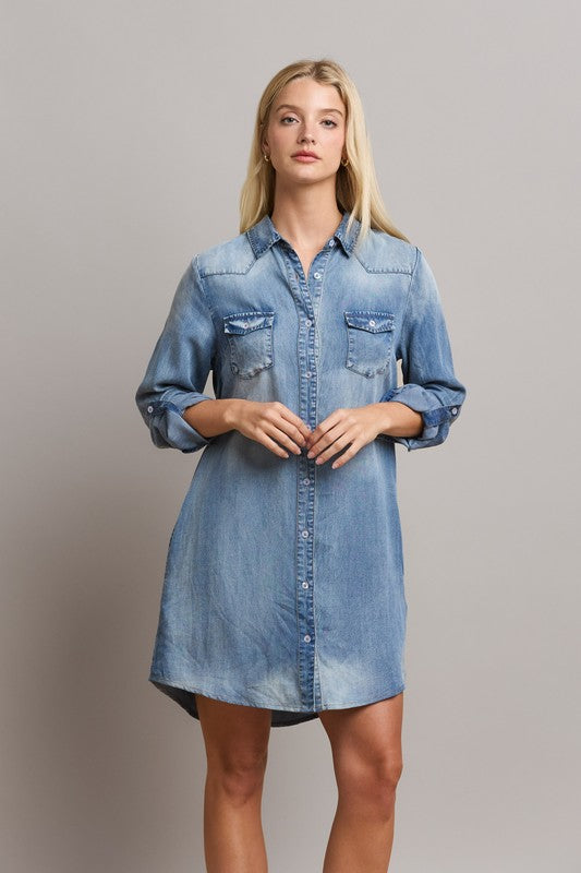 DENIM SHIRT DRESS DENIM SHIRT DRESS