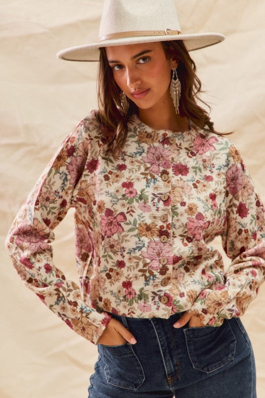 FLORAL PRINT CARDIGAN