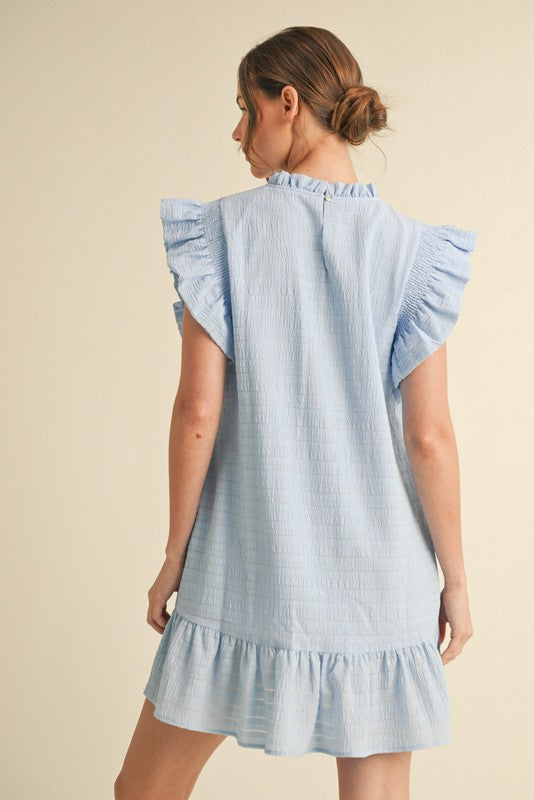 PLUS TEXTURED EMROIDERED DRESS