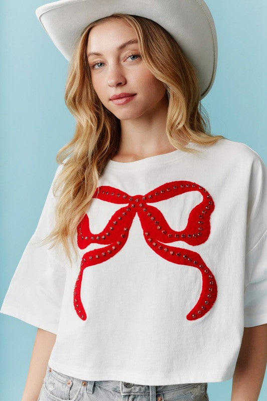 RHINESTONE STUDDED BOW TOP