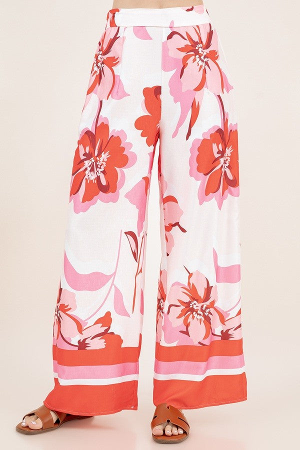 FLORAL PRINT WIDE LEG PANTS