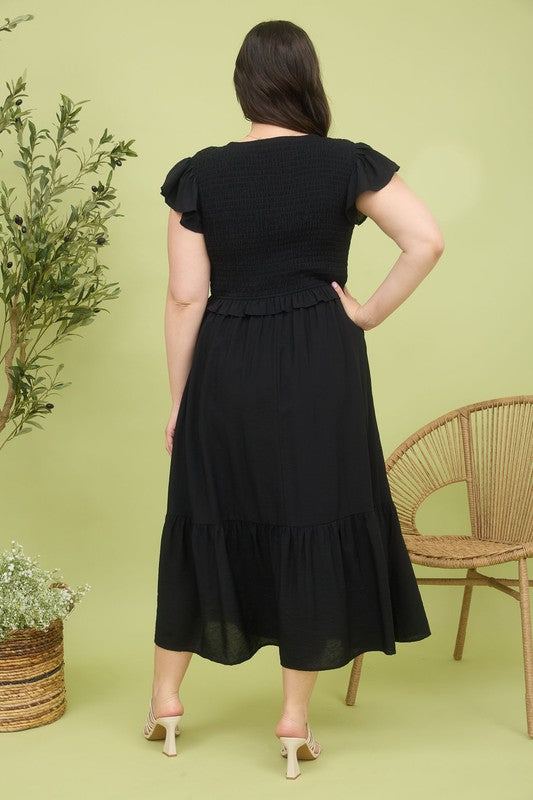 PLUS BOW DETAIL MAXI DRESS