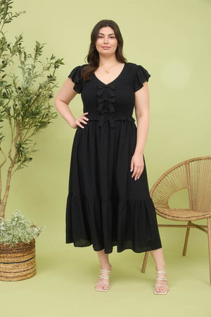 PLUS BOW DETAIL MAXI DRESS