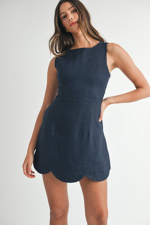 LINEN SCALLOP DRESS
