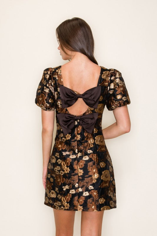 FLORAL JACQUARD MINI DRESS