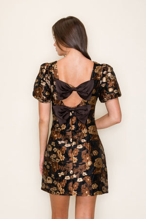 FLORAL JACQUARD MINI DRESS