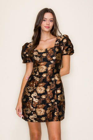 FLORAL JACQUARD MINI DRESS