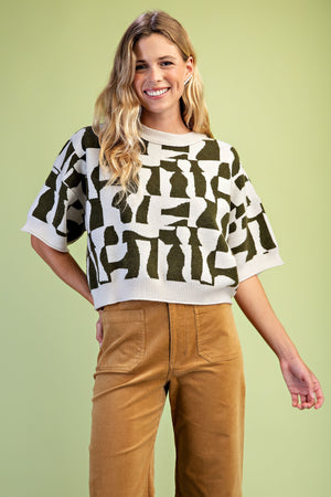 GEOMETRIC PRINT SWEATER