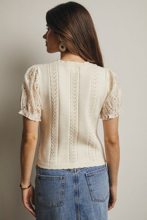 LACE PUFF SLEEVE TOP - LondonEE & Co. 