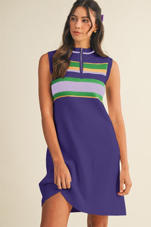 MARDI GRAS RIBBED DRESS