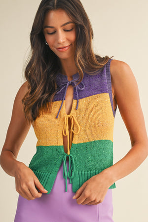 MARDI GRAS SWEATER VEST