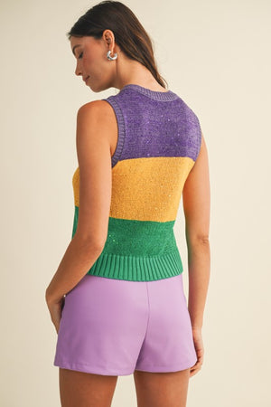 MARDI GRAS SWEATER VEST
