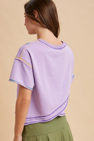 COLOR STITCHED DETAIL TOP - LondonEE & Co. 