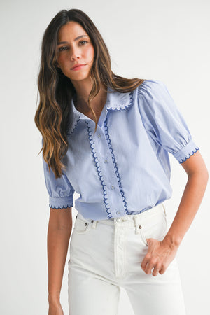 SCALLOP SHORT SLEEVE TOP - LondonEE & Co. 