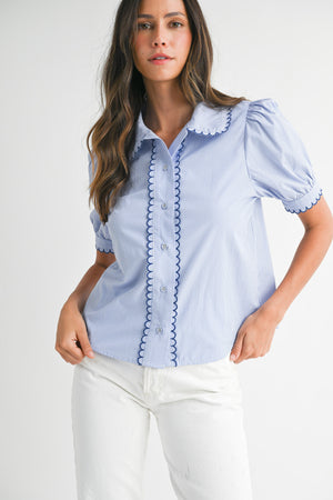 SCALLOP SHORT SLEEVE TOP - LondonEE & Co. 
