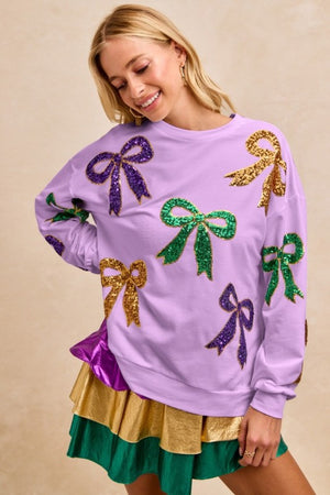 MARDI GRAS SEQUIN BOW TOP