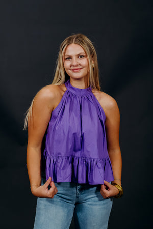HALTER NECK PEPLUM TOP