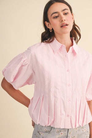 PLEATED BUBBLE HEM TOP - LondonEE & Co. 