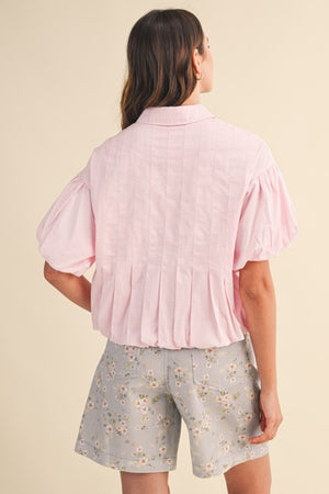PLEATED BUBBLE HEM TOP - LondonEE & Co. 