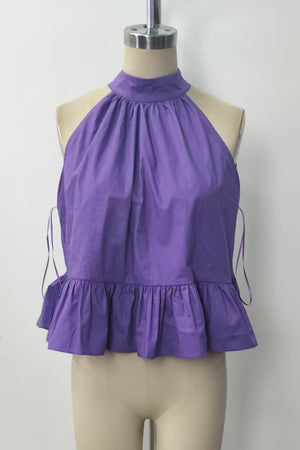 HALTER NECK PEPLUM TOP - LondonEE & Co. 
