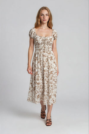 FLORAL TOILE MIDI DRESS - LondonEE & Co. 