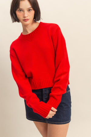 CROPPED LONG SLEEVE SWEATER