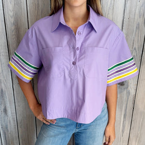 MARDI GRAS POPLIN TOP - LondonEE & Co. 