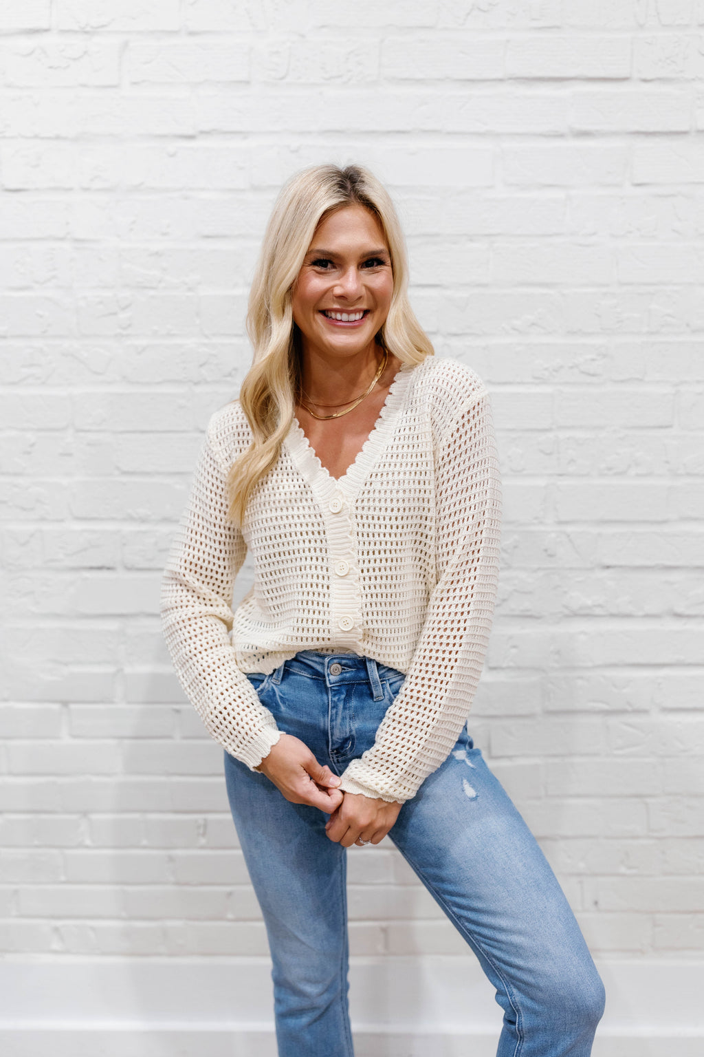 SCALLOP CROCHET CARDIGAN
