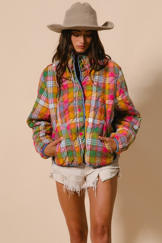 BLEACHED VINTAGE PLAID JACKET
